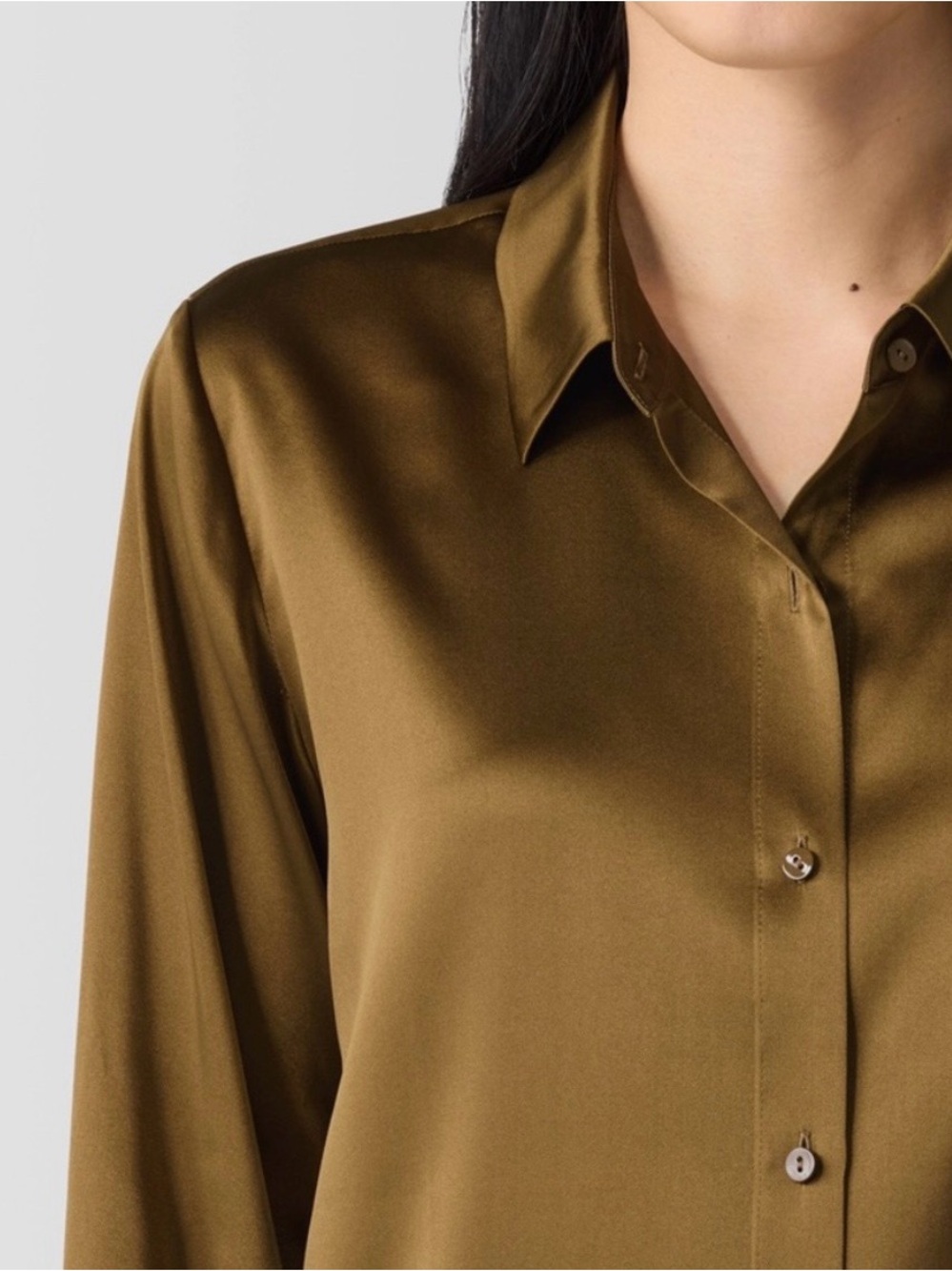 EILLEN FISHER GOLD LEAF color  Silk Charmeuse Shirt Size XS. NWT